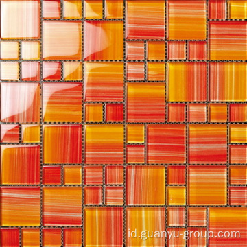 Sharp Orange Color Hand Painting Glass Mosaic